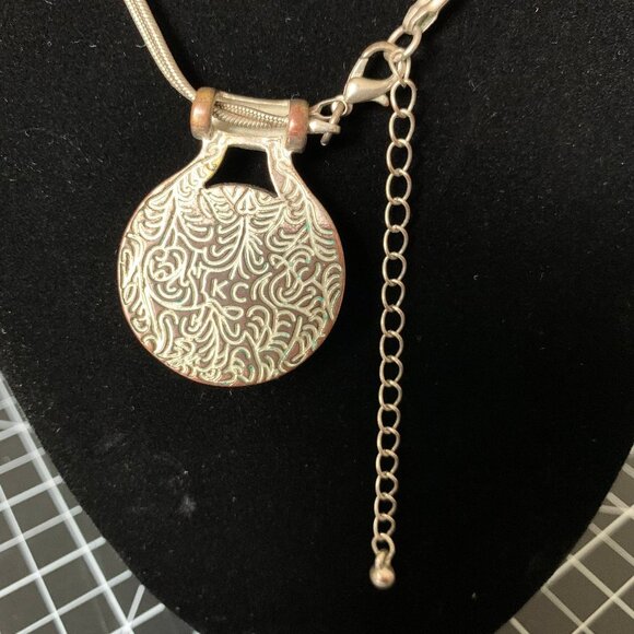 Kenneth Cole Silver tone Necklace with Moonstone Medallion - Picture 3 of 4